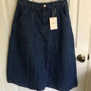 Blue A-Line Knee-Length denim Skirt